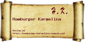 Hamburger Karmelina névjegykártya